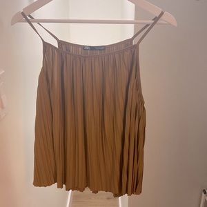 Zara gold pleated co-ord set. Size US S.